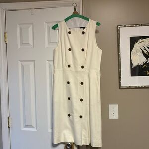 J Crew ivory trench style dress linen and poly blend size 8